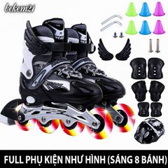 Giày Patin Trẻ Em Cao Cấp 2 Lớp Flash 8 Bánh Phát Sáng - Khung Hợp Kim, Tặng 20 Món Bảo Hộ & Phụ Kiện Thể Thao