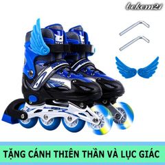 Giày Patin Bánh Có Đèn Flash Cho Trẻ Em & Người Lớn - Bộ Bảo Hộ Tay, Đầu Gối, Mũ Bảo Hiểm, 5 Cốc Trượt - Chất Lượng Cao