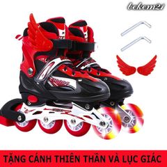 Giày Patin Bánh Có Đèn Flash Cho Trẻ Em & Người Lớn - Bộ Bảo Hộ Tay, Đầu Gối, Mũ Bảo Hiểm, 5 Cốc Trượt - Chất Lượng Cao