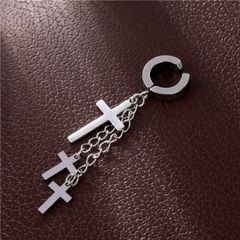 Khuyên tai BTS Dây Xích Treo 3 Thánh Giá - Khuyên Xỏ Lỗ Cho Nữ và Nam Chất Liệu Titan Không Gỉ