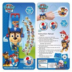 Đồng Hồ Chiếu Hình Paw Patrol - Thiết Kế Nhân Vật Chase, Marshall, Rubble và Skye - Đèn LED Thân Thiện Cho Trẻ Em 3 Tuổi Trở Lên