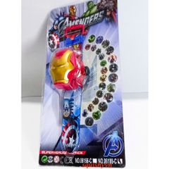 Đồng hồ điện tử có đèn chiếu hình Siêu Anh Hùng Marvel Spider Man Iron Man cho bé - Quà tặng thú vị và an toàn cho trẻ em