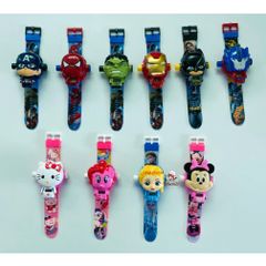 Đồng hồ điện tử có đèn chiếu hình Siêu Anh Hùng Marvel Spider Man Iron Man cho bé - Quà tặng thú vị và an toàn cho trẻ em