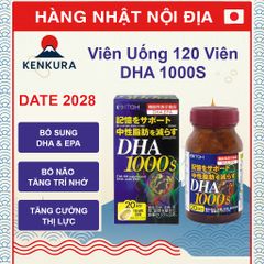 Viên Bổ Não DHA 1000s Nhật Bản - Tăng Cường Trí Nhớ, Bảo Vệ Thần Kinh - 120 Viên Cung Cấp DHA và EPA Hỗ Trợ Sáng Mắt, Tập Trung