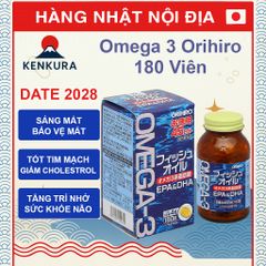 Dầu Cá Omega 3 Orihiro Nhật Bản - Giúp Sáng Mắt, Thông Minh, Tăng Cường Trí Não - Lọ 180 Viên Hữu Ích cho Trẻ Em và Người Lớn