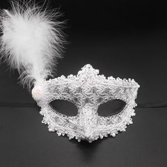 Mặt Nạ Halloween Nửa Mặt Lông Vũ Kim Sa Sang Trọng - Phụ Kiện Dạ Hội, Cosplay, Tiệc Tùng, Sự Kiện