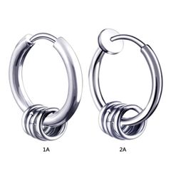 Khuyên Tai Tròn Thép Titan Nam Nữ - Trang Sức Thời Trang Hình Học Kiểu Dáng Cá Tính, Bạc 1.9cm