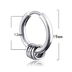 Khuyên Tai Tròn Thép Titan Nam Nữ - Trang Sức Thời Trang Hình Học Kiểu Dáng Cá Tính, Bạc 1.9cm