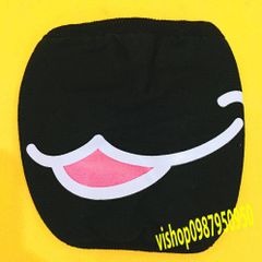 Khẩu Trang Vải Cotton Đen Hàn Quốc In Hình Môi Hồng Chống Bụi Thoáng Khí - Độc Đáo, Thời Trang Unisex, Dùng Trong Và Ngoài Trời