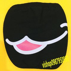 Khẩu Trang Vải Cotton Đen Hàn Quốc In Hình Môi Hồng Chống Bụi Thoáng Khí - Độc Đáo, Thời Trang Unisex, Dùng Trong Và Ngoài Trời