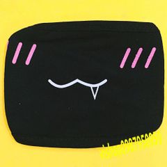 Khẩu Trang Vải Cotton Đen Hàn Quốc In Hình Môi Hồng Chống Bụi Thoáng Khí - Độc Đáo, Thời Trang Unisex, Dùng Trong Và Ngoài Trời