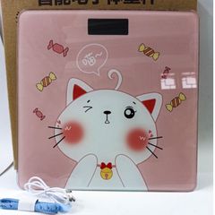Cân Điện Tử Hình Mèo Hồng Sạc USB - Cân Sức Khỏe Tối Đa 180KG, Bề Mặt Kính Cường Lực, Cute Dễ Thương, Bảo Hành 1 Năm