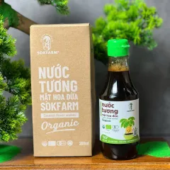 Nước Tương Mật Hoa Dừa Organic Sokfarm 200ml - Hương Vị Tự Nhiên, Giảm Muối Hơn 50%, Không Đậu Nành, Thực Phẩm Hữu Cơ Việt Nam