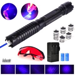 Đèn Laser Siêu Mạnh Màu Xanh Dương - Đèn Chiếu Cao Cấp Cho Xe Đạp, Karaoke, Quán Cafe, Với 5 Đầu Ngăn Sao và Hộp Đựng Sang Trọng