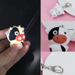 Móc Khóa Phát Sáng Đèn Led Có Nhạc Hình Bò Sữa Ngộ Nghĩnh - Móc Khóa 3 Trong 1 Độc Đáo và Thú Vị cho Fan Sưu Tầm