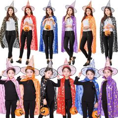 Bộ trang phục hóa trang phù thủy cho trẻ em - Áo choàng đen và nón Halloween 2020 - Phụ kiện Halloween cho trẻ em và người lớn