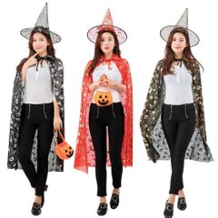 Bộ trang phục hóa trang phù thủy cho trẻ em - Áo choàng đen và nón Halloween 2020 - Phụ kiện Halloween cho trẻ em và người lớn