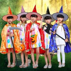 Bộ trang phục hóa trang phù thủy cho trẻ em - Áo choàng đen và nón Halloween 2020 - Phụ kiện Halloween cho trẻ em và người lớn