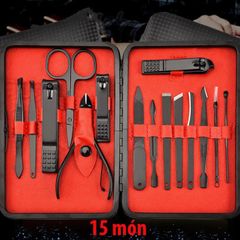 Bộ Cắt Móng Tay Titan Không Gỉ Cao Cấp 15 Món - Hộp Da Thiết Kế Sang Trọng, Dụng Cụ Làm Đẹp An Toàn cho Gia Đình