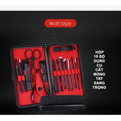 Bộ Cắt Móng Tay Titan Không Gỉ Cao Cấp 15 Món - Hộp Da Thiết Kế Sang Trọng, Dụng Cụ Làm Đẹp An Toàn cho Gia Đình