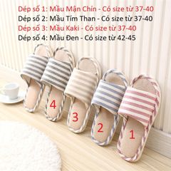 Dép vải đi trong nhà Kẻ sọc phong cách Hàn Quốc - Sang trọng, êm chân, chống trượt, phù hợp mọi mùa, nhiều màu sắc và kích thước