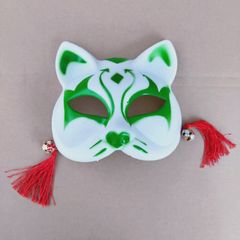Mặt Nạ Hóa Trang Cáo Phong Cách Nhật Bản - Mặt Nạ Nửa Mặt Đính Tua Rua, Phụ Kiện Cosplay Giá Rẻ, Thân Thiện Với Môi Trường