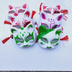 Mặt Nạ Hóa Trang Cáo Phong Cách Nhật Bản - Mặt Nạ Nửa Mặt Đính Tua Rua, Phụ Kiện Cosplay Giá Rẻ, Thân Thiện Với Môi Trường