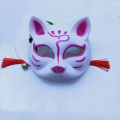 Mặt Nạ Hóa Trang Cáo Phong Cách Nhật Bản - Mặt Nạ Nửa Mặt Đính Tua Rua, Phụ Kiện Cosplay Giá Rẻ, Thân Thiện Với Môi Trường