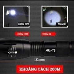Đèn pin Police T6 Siêu Sáng - Vỏ Nhựa Xanh, Pin Sạc Cao Cấp, Đèn Cree T6 240 Lumens - Dành Cho Xe Đạp & Đi Phượt