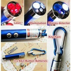 Đèn Pin 3 Chức Năng - Đèn Chiếu Sáng, Tia Laze và Soi Tiền Giả Thiết Kế Móc Khóa, Dụng Cụ Tiện Ích Cầm Tay