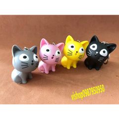 Móc Khóa Đèn Led Hình Mèo Phát Sáng - Có Âm Thanh, Đèn Pin Mini Thú Vị, Quà Tặng Dễ Thương Cho Người Yêu Mèo