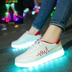 Giày Phát Sáng Đèn LED Màu Trắng Kẻ Nhịp Tim Đỏ, Ánh Sáng 7 Màu Thời Trang Cho Nam Nữ, Chống Nước, Dùng Cho Tiệc và Sự Kiện