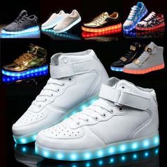 Giày Cao Cổ Phát Sáng LED 7 Màu Chống Nước - Giày Thời Trang Unisex Hàn Quốc với 8 Chế Độ Sáng và Dây Sạc kèm theo