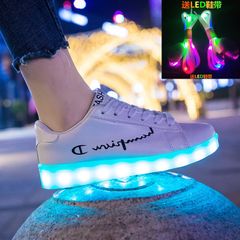 Giày Phát Sáng LED Trắng Chữ Hàn - 8 Chế Độ Đèn, 7 Màu Tùy Chọn, Phong Cách Hàn Quốc Cho Nam Nữ, Thời Trang Dự Tiệc, Chống Nước