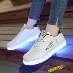 Giày Đèn Led Phát Sáng 7 Màu Trắng Họa Tiết Máy Bay Đen - Giày Thời Trang Đổi Màu Đẹp, Phù Hợp Với Mọi Dịp