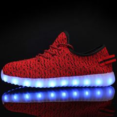Giày Đèn LED 7 Màu Độc Đáo - Phát Sáng 8 Chế Độ Cho Nam Nữ, Họa Tiết Đỏ Đen, Thời Trang Dự Tiệc, Lễ Hội