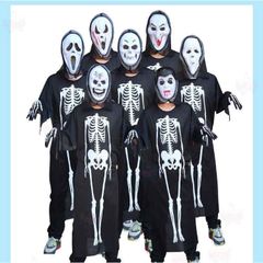 Bộ Trang Phục Halloween Cao Cấp - Xương Người và Mặt Nạ Đầu Lâu Rùng Rợn Dành Cho Nam Nữ - Thời Trang Ma Quái