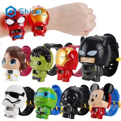 Đồng Hồ Chiếu Hình Hoạt Hình Siêu Nhân, Người Nhện, Công Chúa Disney - Quà Tặng Dễ Thương Cho Bé Từ 3-10 Tuổi