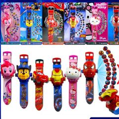 Đồng Hồ Chiếu Hình Hoạt Hình Siêu Nhân, Người Nhện, Công Chúa Disney - Quà Tặng Dễ Thương Cho Bé Từ 3-10 Tuổi