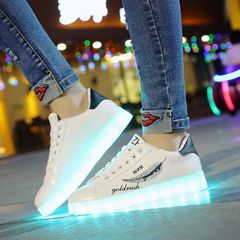 Giày LED Phát Sáng 7 Màu Họa Tiết Lông Vũ Đen Goodluck Style Hàn Quốc - Giày Thời Trang Nam Nữ, Chống Nước, Dễ Dàng Tùy Chỉnh Màu Sắc