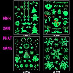 Hình Xăm Dán Tạm Thời Phát Sáng 21x15cm Phong Cách Giáng Sinh Noel - Hình Xăm Nghệ Thuật Cho Dịp Lễ Tết