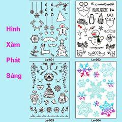 Hình Xăm Dán Tạm Thời Phát Sáng 21x15cm Phong Cách Giáng Sinh Noel - Hình Xăm Nghệ Thuật Cho Dịp Lễ Tết