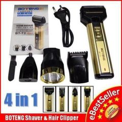 Tông Đơ Cắt Tóc 4 Trong 1 BOTENG BT-T3 Thế Hệ Mới 2020 - Cắt Tóc, Cạo Râu, Tỉa Lông Mũi, Đèn Pin Tiện Dụng