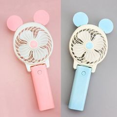 Quạt Cầm Tay Cartoon Tai Thỏ Mini Gấp Gọn - Sạc Pin USB Đèn LED 3 Chế Độ Gió Dễ Dàng Mang Theo