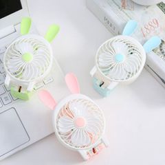 Quạt Cầm Tay Cartoon Tai Thỏ Mini Gấp Gọn - Sạc Pin USB Đèn LED 3 Chế Độ Gió Dễ Dàng Mang Theo