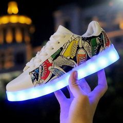 Giày Phát Sáng Gradient Graffiti 7 Màu LED - Giày Thời Trang Nam Nữ Phát Sáng Đựng Sạc Đi Kèm, Chống Nước, Đế Chắc Chắn