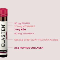 Collagen Elasten Đức Dạng Nước - Tăng Cường Đàn Hồi Cho Da Chống Lão Hóa - Hỗ Trợ Sức Khỏe Tóc & Móng - Hộp 28 Ống 25ml