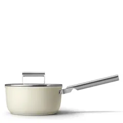 Quánh SMEG 20cm màu kem - Nồi chống dính cao cấp với nắp kính, dùng cho bếp từ và mọi loại bếp, dung tích 2.8L, an toàn cho sức khoẻ
