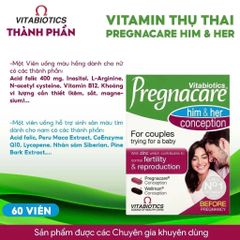 Viên uống hỗ trợ thụ thai Conceptive Pregnacare Him and Her 60 viên - Tăng cường sức khỏe sinh sản cho cả nam và nữ