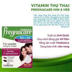 Viên uống hỗ trợ thụ thai Conceptive Pregnacare Him and Her 60 viên - Tăng cường sức khỏe sinh sản cho cả nam và nữ